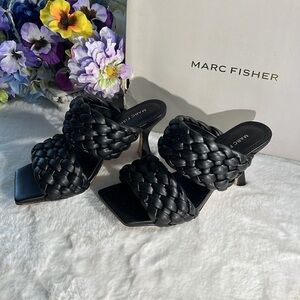 NIB MARC FISHER Padded Braided Toree Square Toe Slip On Heeled Sandal Size 6